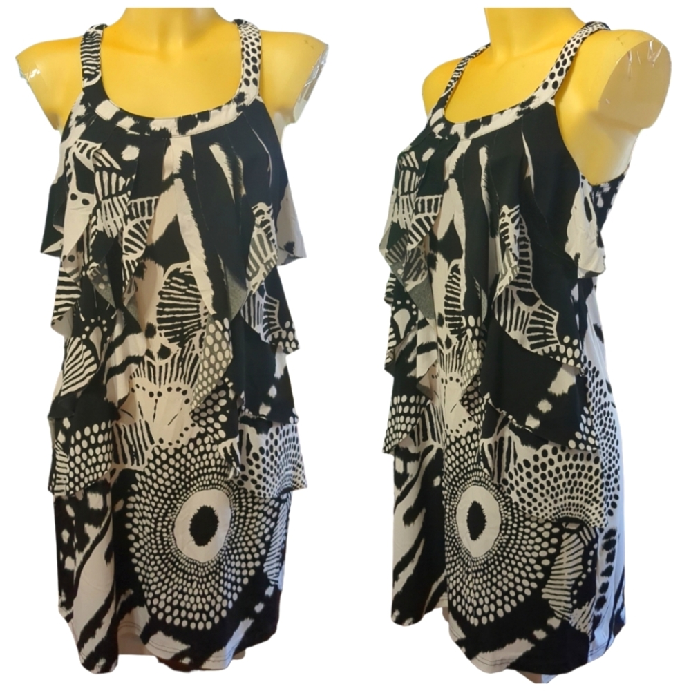 Black and White Patterned Women's Dress
